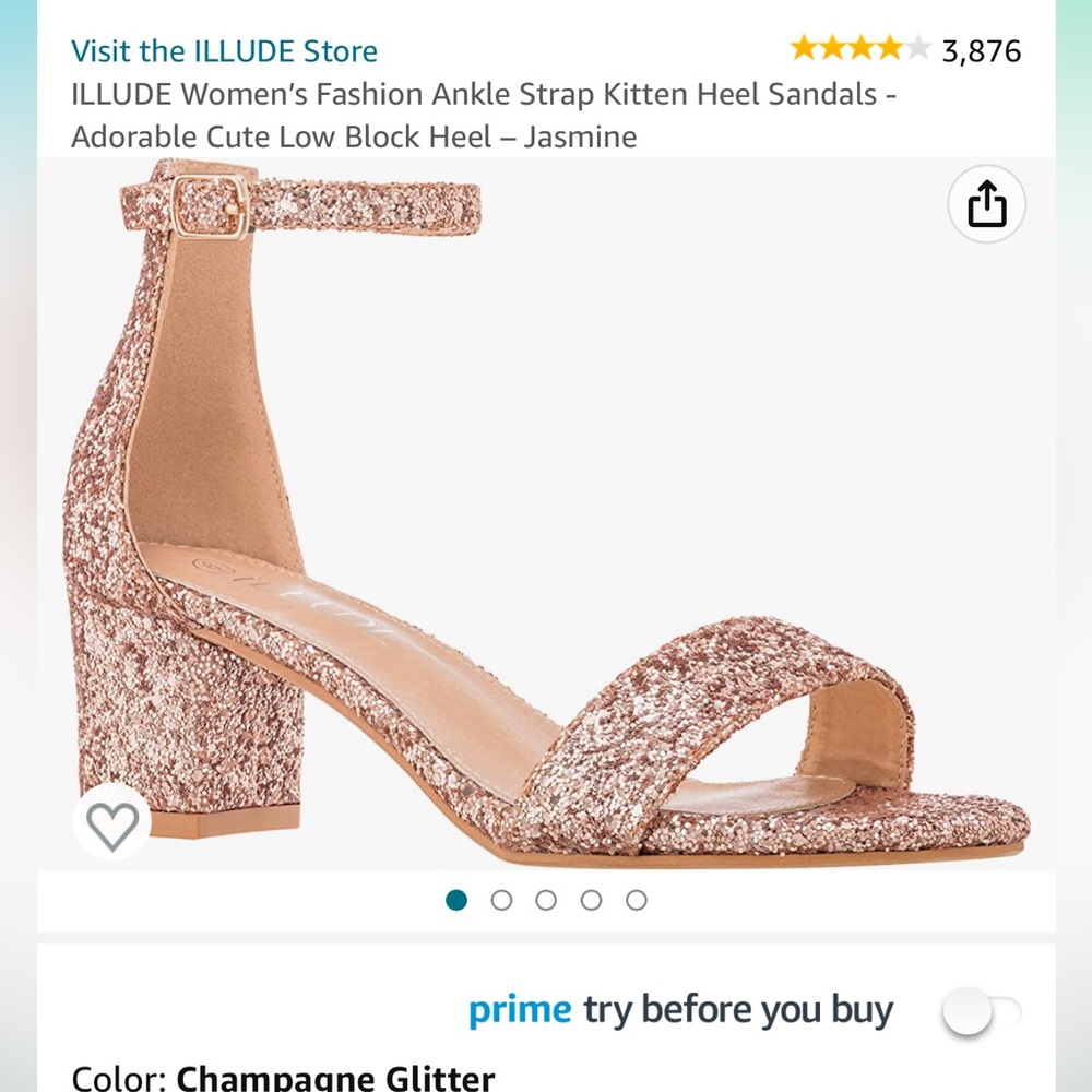 Illude Jasmine champagne glitter heels 10